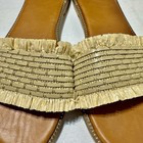 Sophie Sue Sz 10 Raffia Fringe Slip On Sandals Boho Summer Slide Shoes NWB - Picture 2 of 5